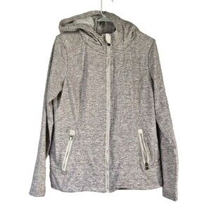 Women's Hooded Jacket 90 Degrees by Reflex Zip Faux Fur Lined Heathered -Size L